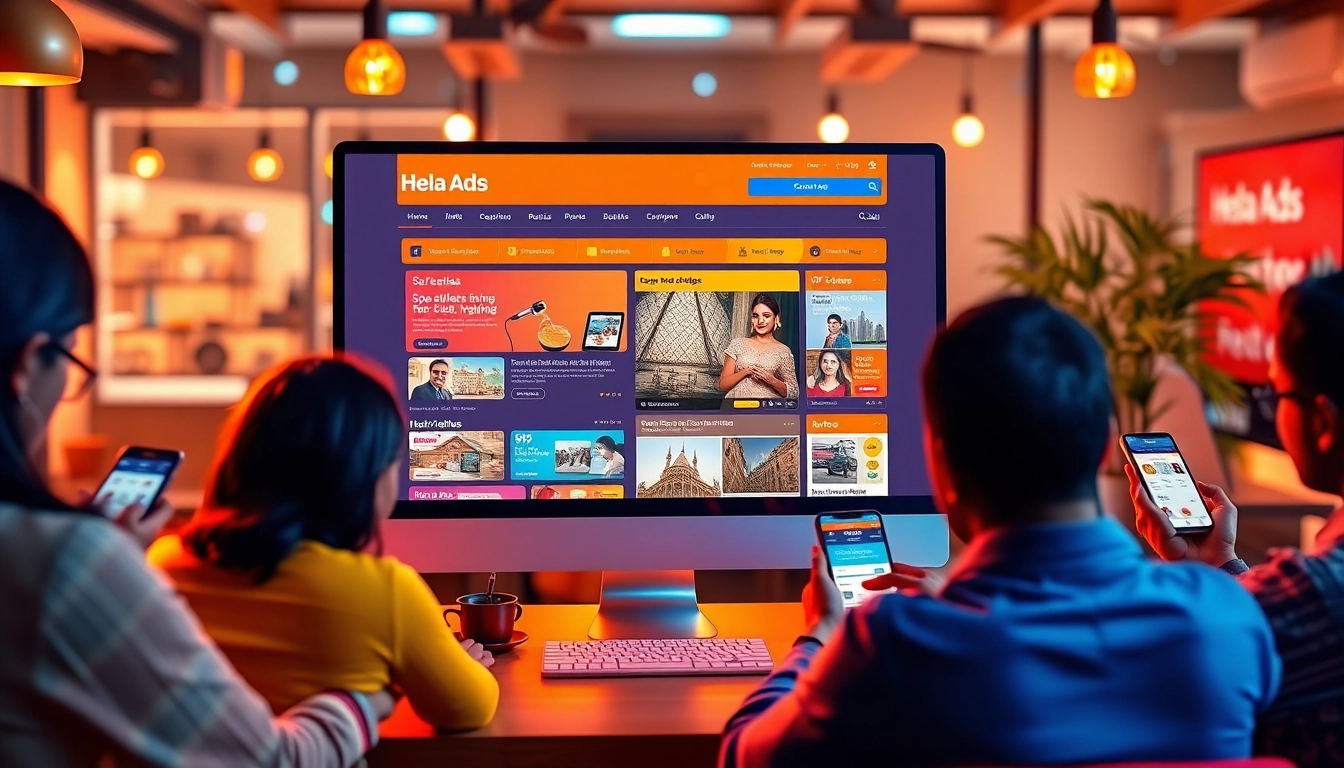 Hela Ads platform showcasing vibrant classified listings for personal and spa services.