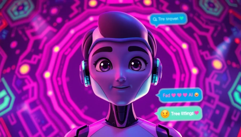 Explore free sex ai through interactive chat with a friendly AI character in a tech-inspired setting.