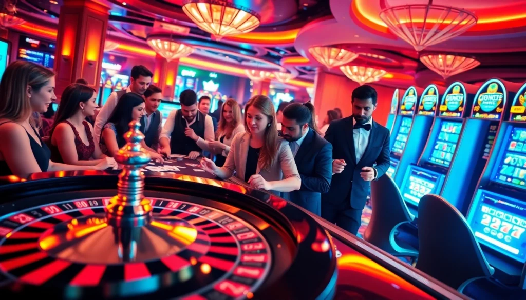 Experience the thrill of go8 live gaming at a luxurious casino with vibrant tables and exciting players.
