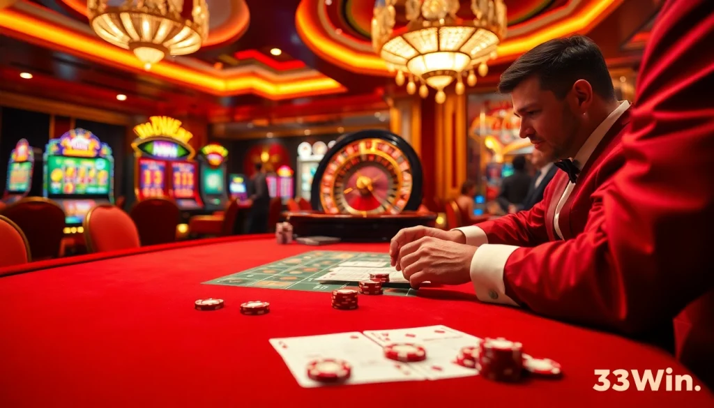Experience thrill at Nhà cái 32Win with vibrant casino tables and lively gambling action.