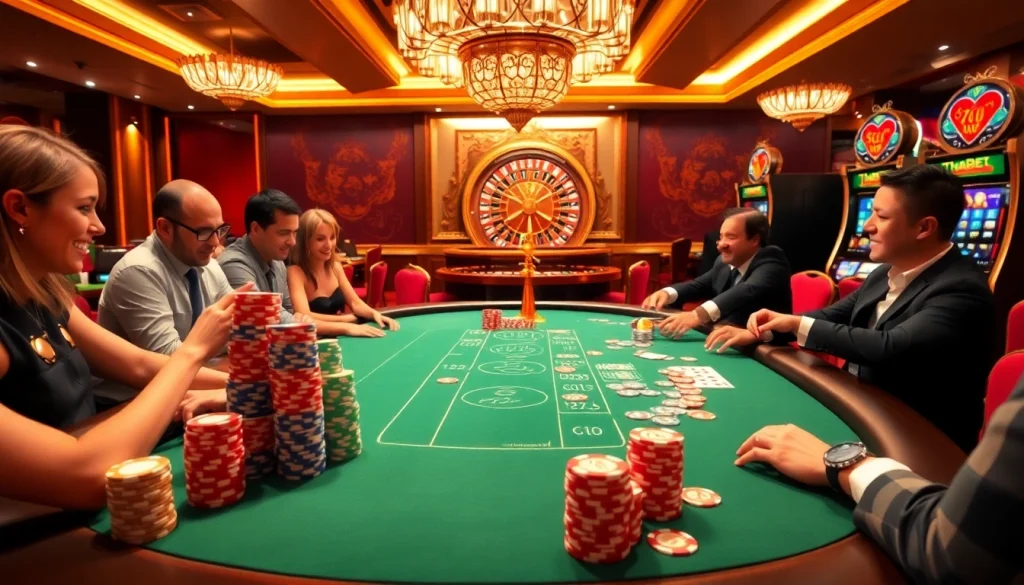 THABET casino excitement with poker chips, roulette, and thrill of gambling action.