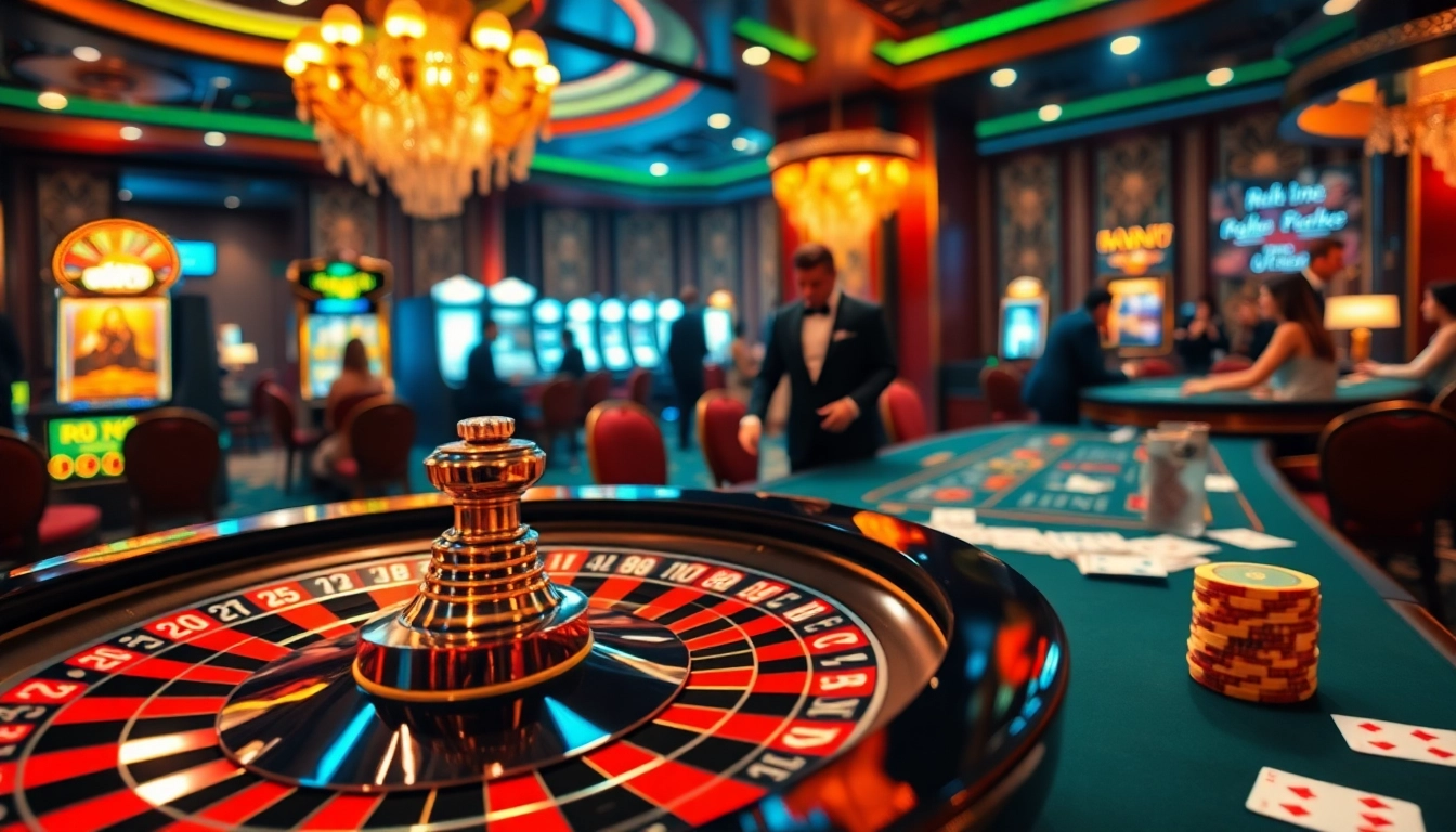 Experience the thrill of high-stakes gambling at https://mm88.bar/ with an exciting casino scene featuring poker chips and a spinning roulette wheel.