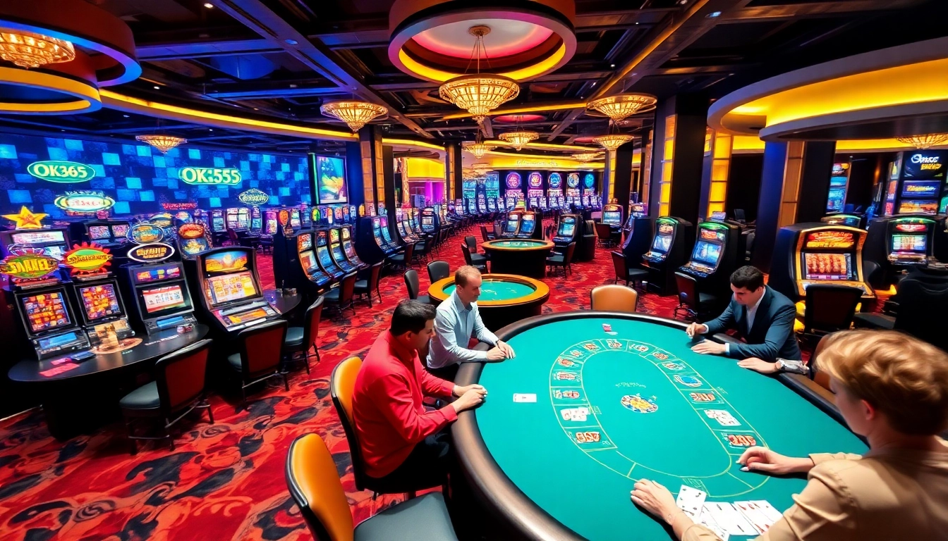 Engage in thrilling casino games at OK365 with dynamic tables and vibrant slot machines.