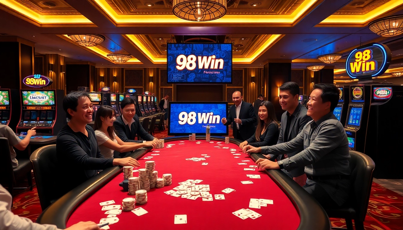 Experience thrilling wins at 98 win with vibrant poker tables and slot machines.