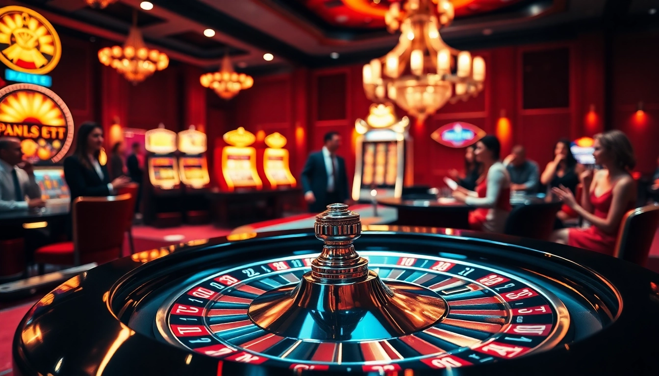 Excited players engaging at a luxurious casino table featuring link ok8386 and vibrant gaming elements.