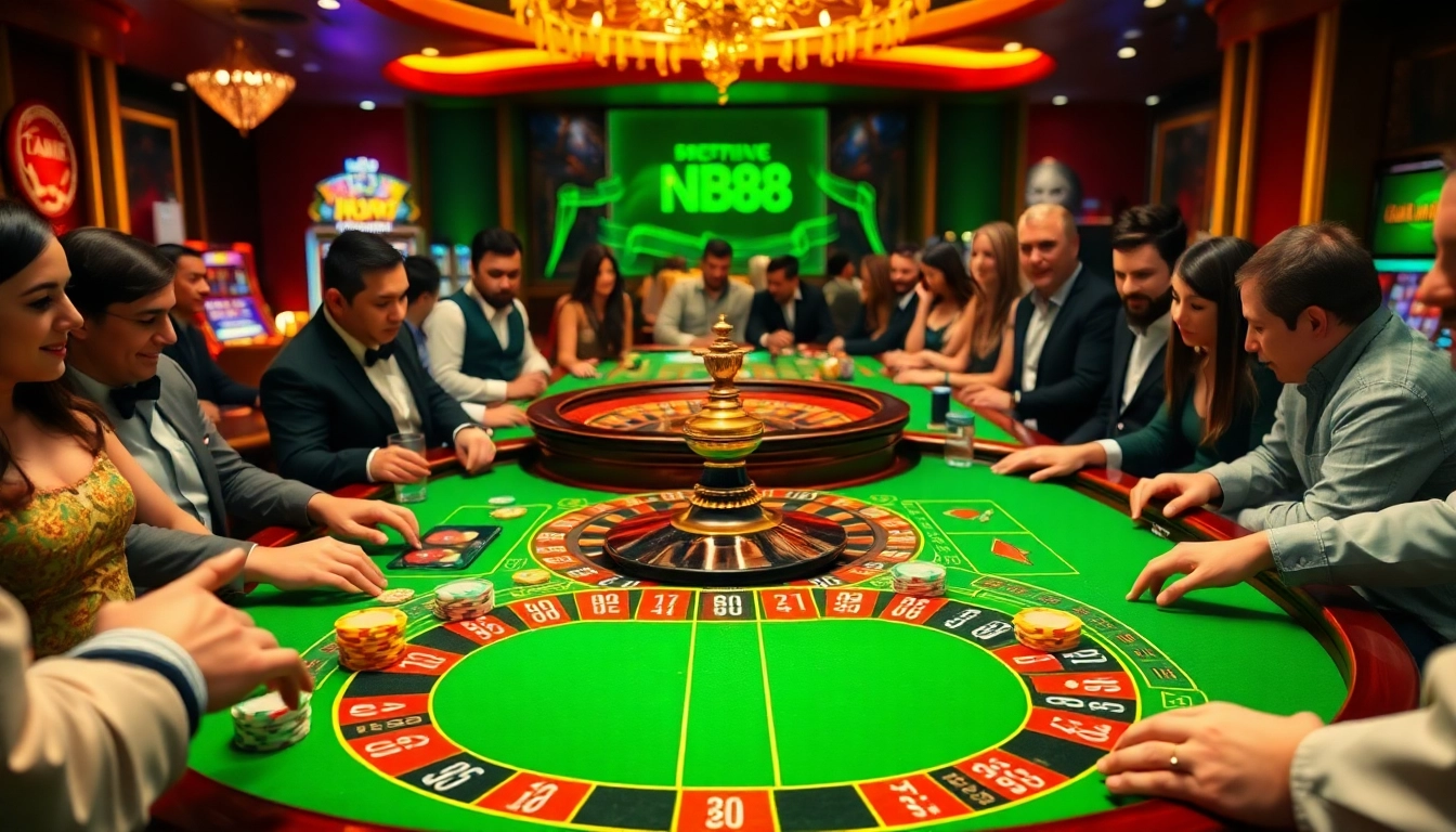 Experience the excitement at nh88's luxury casino, featuring roulette and vibrant betting action.