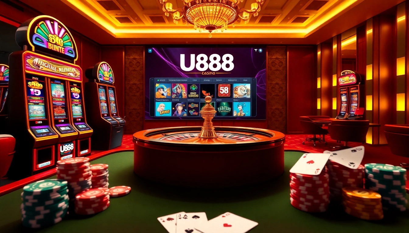 Experience thrilling U888 casino action with vibrant slot machines and poker tables.