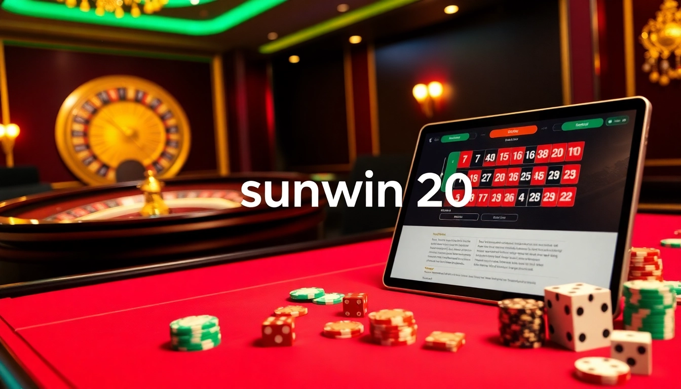 Experience the thrill of gambling with sunwin20 as vibrant poker chips and cards come alive on the casino table.