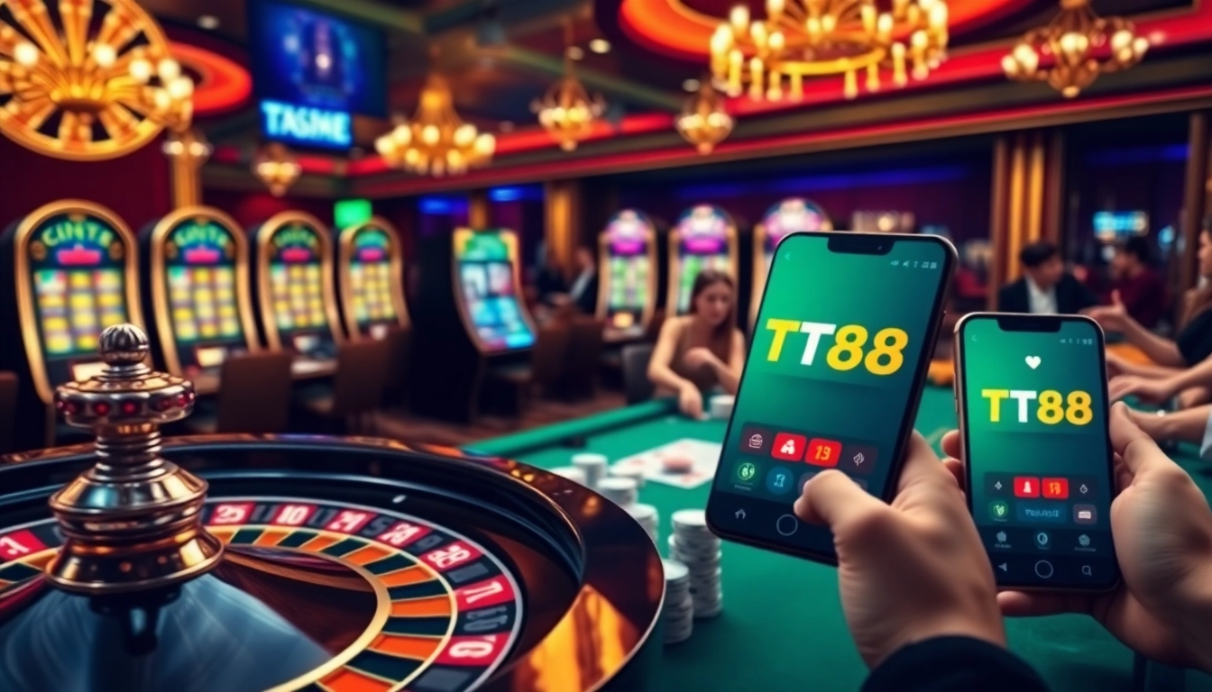 Experience dynamic gameplay at TT88 with vibrant casino tables and engaging slot machines.