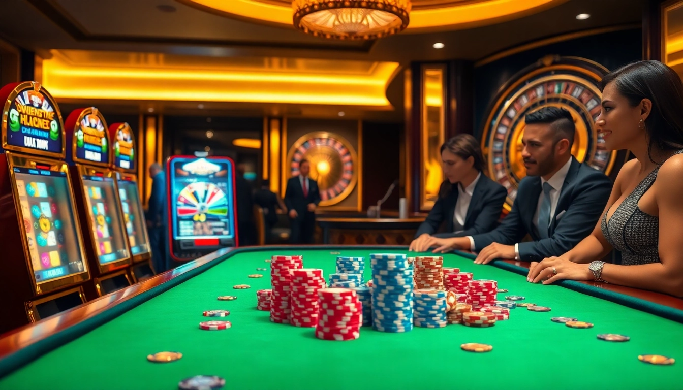 Experience the excitement of casino gaming with link 8kbet showcased on vibrant tables and slot machines.