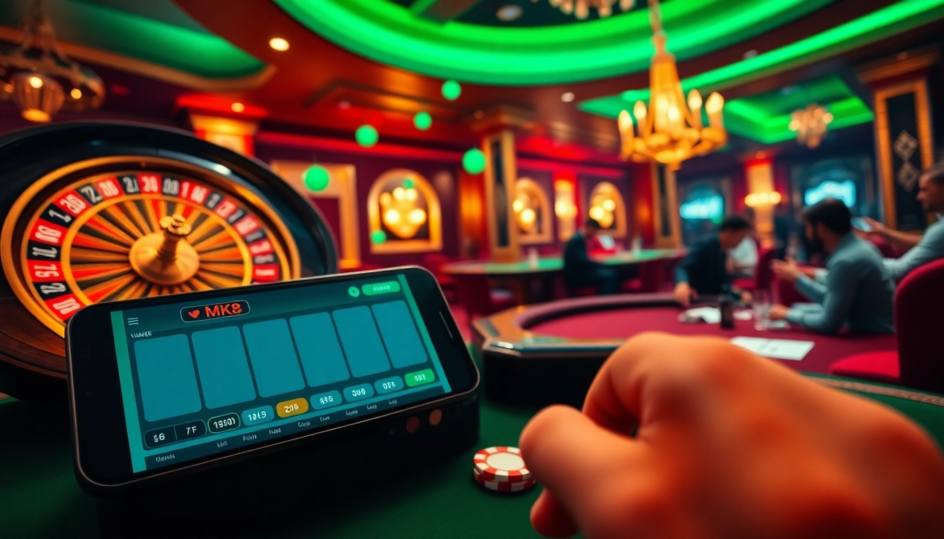 Experience thrilling high-stakes gambling with MK8 at a luxurious casino table and roulette wheel.
