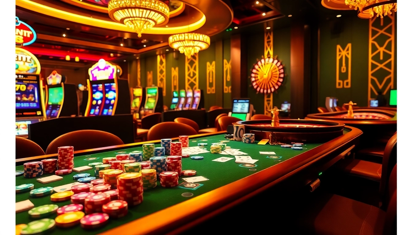 Experience the thrill of Jun88 com with vibrant casino games, poker chips, and a roulette wheel.