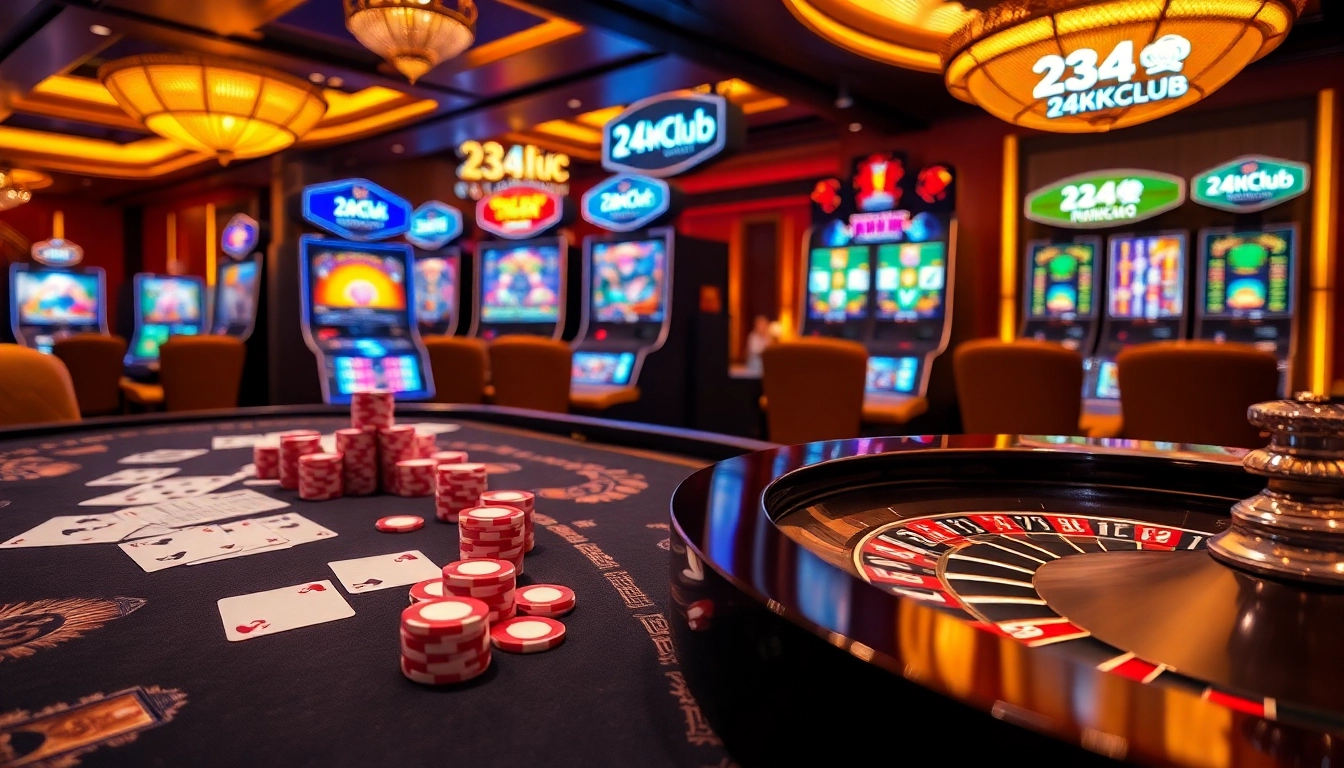 Trải nghiệm cảm giác đầy phấn khích khi chơi tại 24kclub với các yếu tố casino sang trọng và bầu không khí sống động.