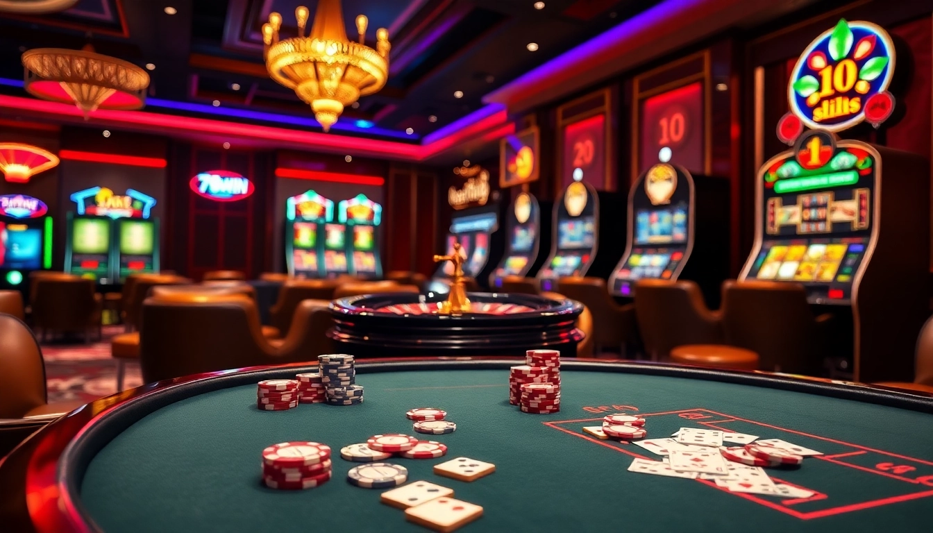 Experience the excitement of gambling with 789win, showcasing a luxurious casino scene filled with poker chips and a roulette wheel.