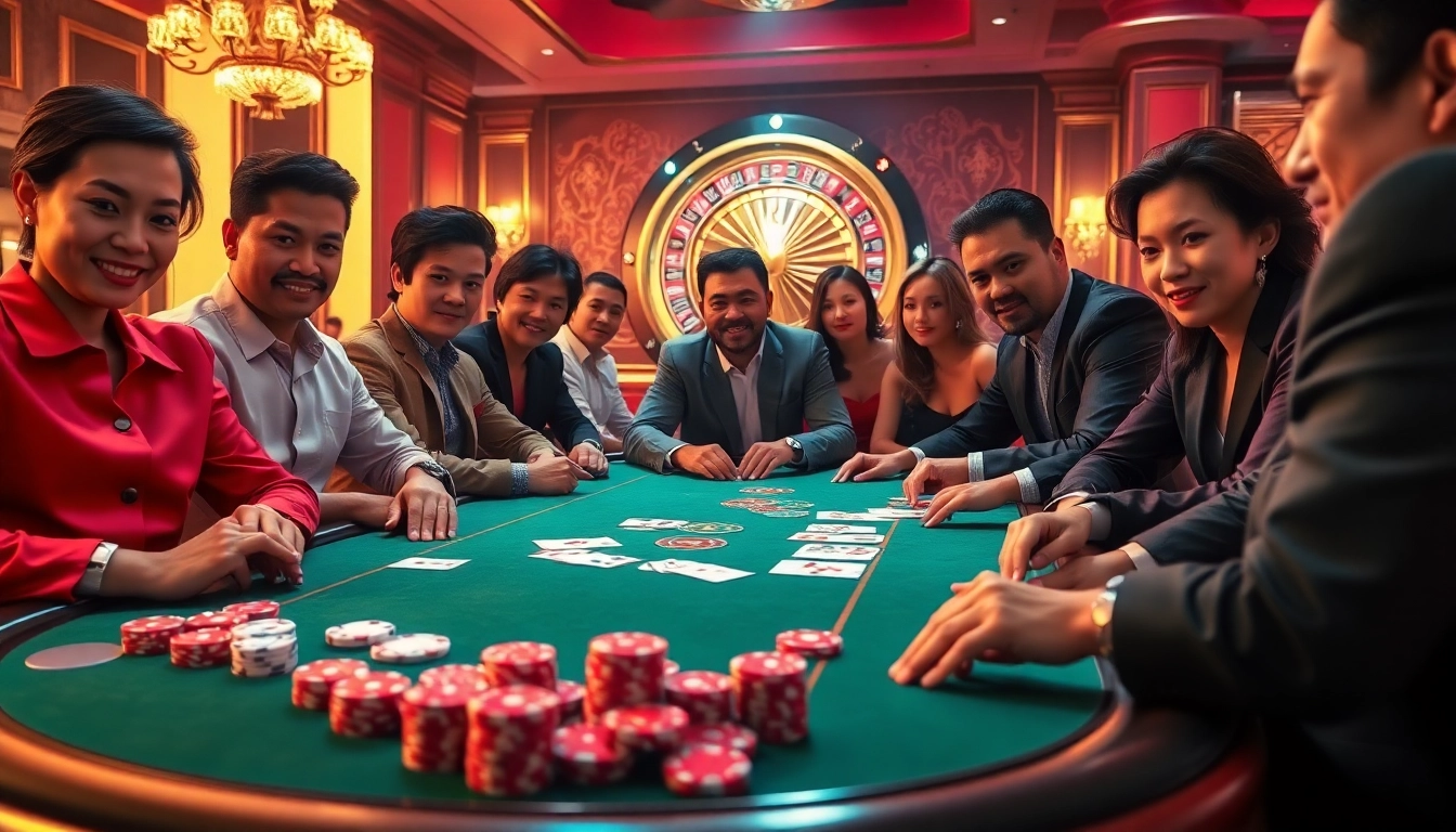 Engaging players in a high-stakes poker game at a luxurious rik vip casino table.