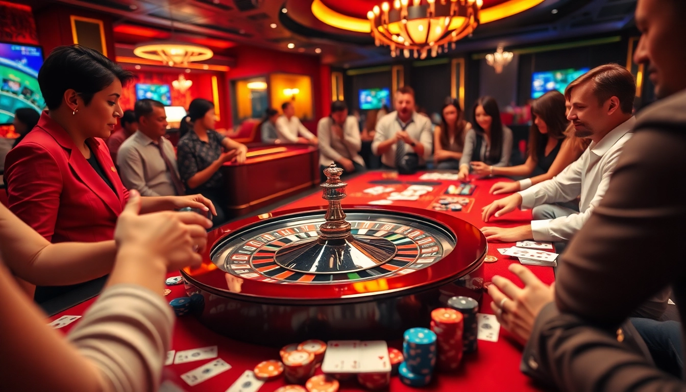 Gambling excitement at 32win.host, showcasing a roulette wheel and vibrant poker chips.