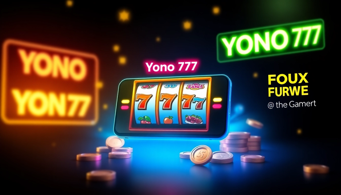 Vibrant portrayal of the Yono 777 app interface showcasing exciting slot machine rewards.