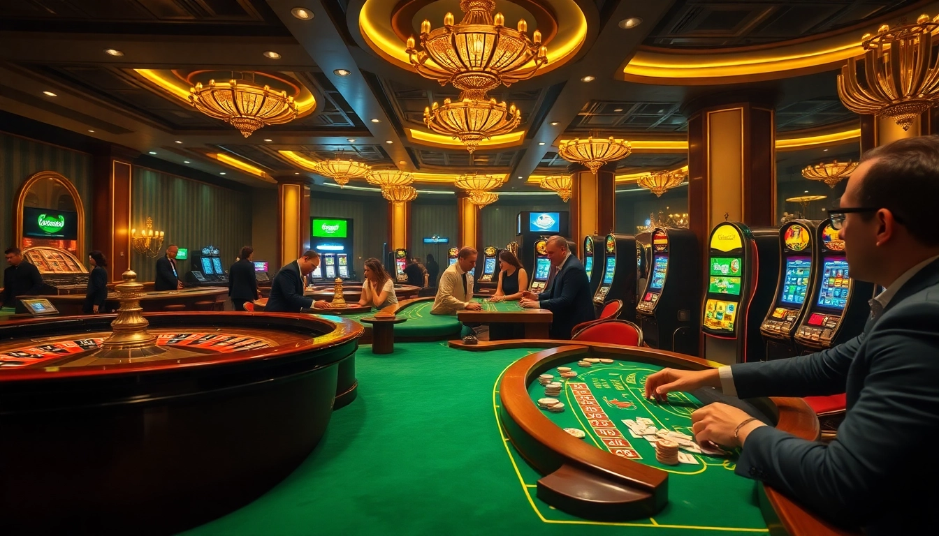 B52club features a luxurious casino scene with engaging poker tables and vibrant slot machines.