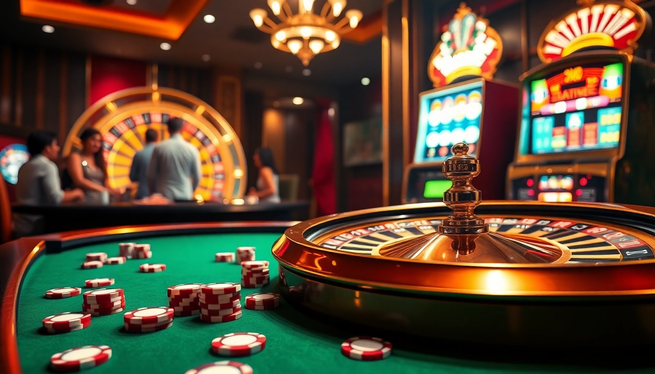 Gamblers enjoying the thrill of victory at apiraja88's luxury casino tables.