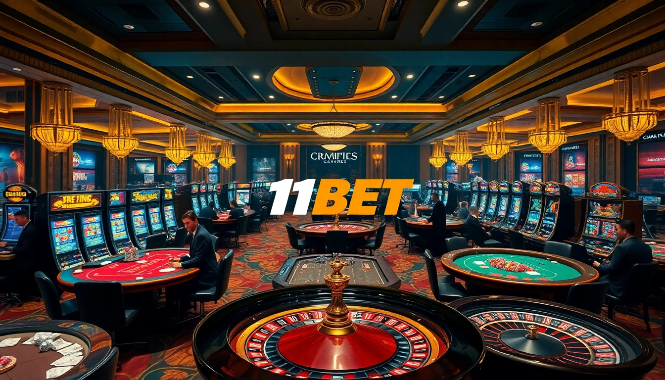 Players enjoying 11BET's vibrant casino games with live dealers and slot machines.