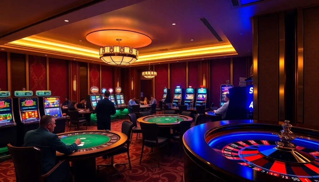 S8 app users enjoying vibrant casino games at elegant tables with poker chips and slots.