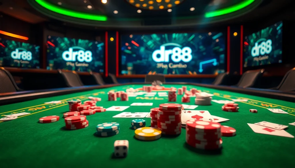 Engaging poker scene showcasing dr88 elements with vibrant chips and thrilling gameplay.
