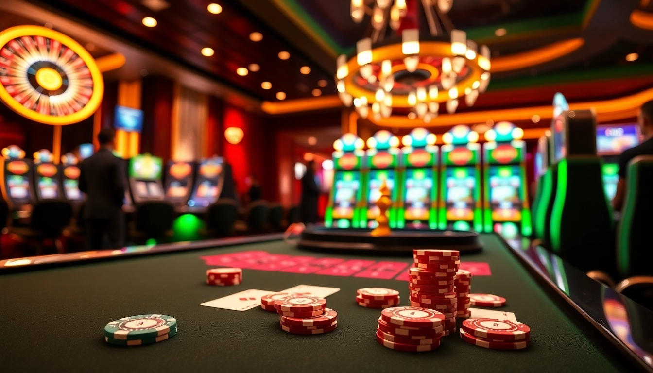 Experiencing thrilling games at BK8 with vibrant casino tables and lively atmosphere.