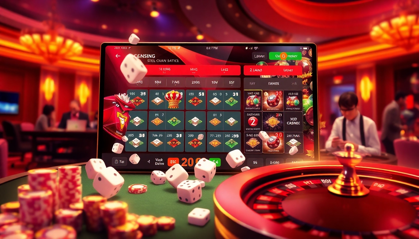 Engage in xóc đĩa online with a lively digital casino interface showcasing vibrant betting options.