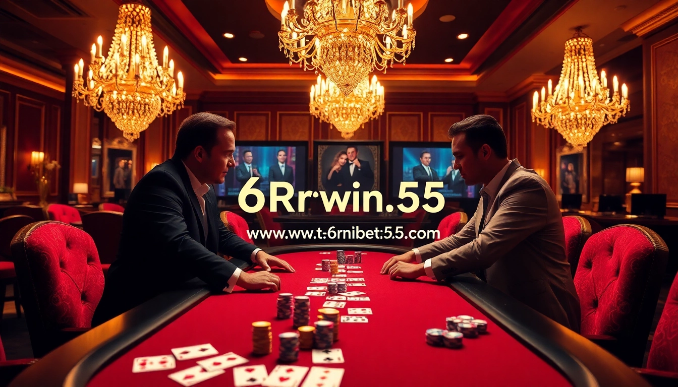 Play cards and win with https://www.6rwin55.com/ at a luxurious casino poker table.
