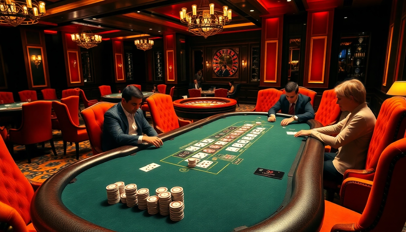 Players placing bets at an RR88-branded poker table filled with chips and cards.